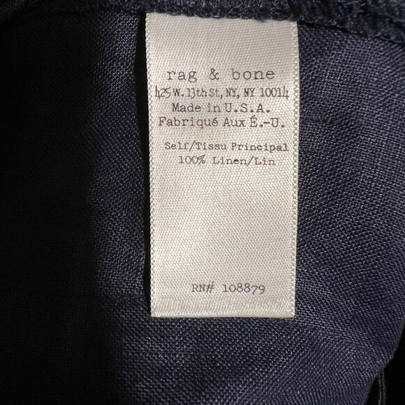 Rag & Bone Deep Navy Blue Crop Cuffed Linen Beach Pants Casual Career Work 2 - Picture 6 of 8